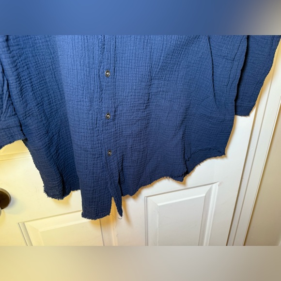 Igenjun Navy Gauze V Neck Beach Pool Coverup NWT XL Resort Wear Swim Tunic LS - Picture 4 of 10